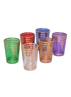 Buy 6-Piece Moroccan Tea Glass Set Multicolour in Saudi Arabia