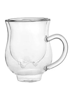 Buy Cow Design Double Wall Drinking Glass Clear 180ml in Saudi Arabia