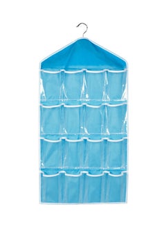 Buy 16-Pockets Wardrobe Hanging Storage Bag Clear/Blue 42 x 78cm in UAE