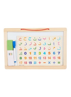 Buy Arabic Magnetic Letters With Wooden Board And Functions 15x5x15cm in UAE