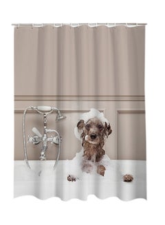 Buy 3D Print Shower Curtain Brown/White in Saudi Arabia