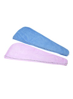 Buy Pack of 2 Hair Towel Set Blue/Pink in Saudi Arabia