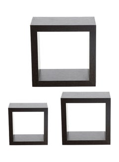 Buy 3-Piece Square Shaped Shelf Set Dark Oak in Saudi Arabia