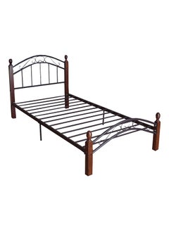 Buy Wooden Steel Single Bed Brown 190x90centimeter in UAE
