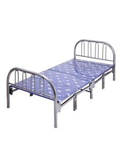 Buy Metallic Foldable Bed Blue/Silver 190x90centimeter in Saudi Arabia