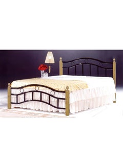 Buy Wooden Steel Bed Brown 190x20x180centimeter in UAE