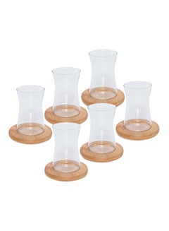 Buy 12-Piece Arabic Tea Cup And Saucer Set Clear/Brown in Saudi Arabia