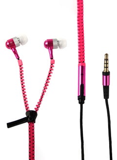 Buy Zipper Style Tangle Free Earphones Pink/Black in UAE