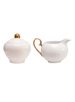 Buy 2-Piece Signature Sugar Bowl And Creamer Set Ivory/Gold in UAE