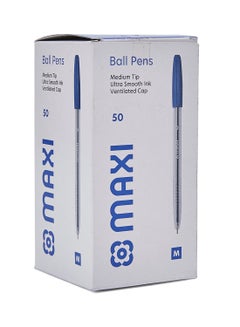 اشتري طقم أقلام حبر جافة مع رأس كروي مقاس 1 مم مكون من 50 قطعة شفاف/أزرق في الامارات