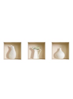 Buy 3-Piece 3D Flowers Vase Removable Wall Sticker Set Multicolour 87grams in Saudi Arabia