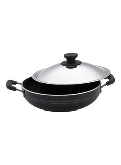 Buy Non-Stick Wok With Lid Black/Silver in UAE