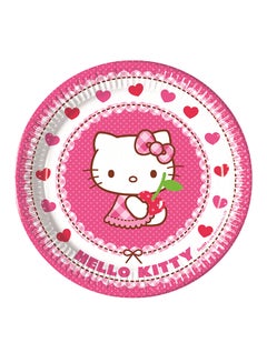 Buy 8-Piece Hello Kitty Plates Pink/White/Red 23cm in Saudi Arabia