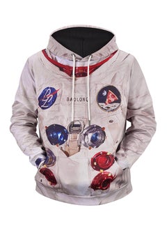 Buy 3D Creative Astronaut Print Long Sleeve Hoodie Multicolour in UAE