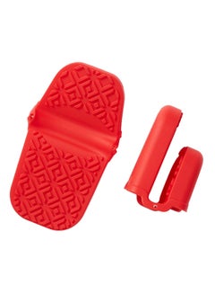 Buy 2- Piece Oven Mitt Red 4.25 x 4 x 2.5inch in UAE