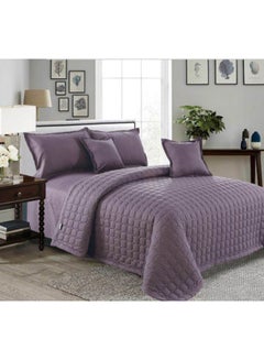 Buy 6-Piece Compressed Two-Sided Comforter Set Microfiber Dark Purple King in Saudi Arabia