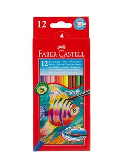 Buy 12-Piece Watercolour Painting Pencil Set With Brush Multicolour in UAE