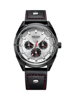 Buy Men's Water Resistant Leather Chronograph Watch MEGIR-3803 in Saudi Arabia