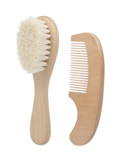 Buy 2 Piece Hair Brush Comb Set Beige in UAE