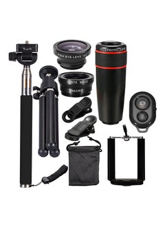 Buy Detachable Clip-on Lens Wide Angle + Fish Eye + Macro Lens With Selfie Stick And Tripod in Saudi Arabia