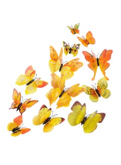 Buy 3D Butterfly Decorative Wall Sticker Yellow 12cm in UAE