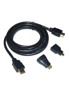 اشتري سلك HDMI مع محول Mini HDMI و Micro HDMI أسود في السعودية