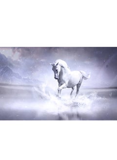 اشتري لوحة فنية من القماش الكتاني لديكور الحائط تحمل صورة لحصان أبيض متعدد الألوان 50x31x3.5سنتيمتر في الامارات