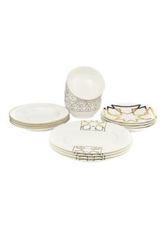 Buy 16-Piece Porcelain Dinnerware Set White/Golden in Saudi Arabia