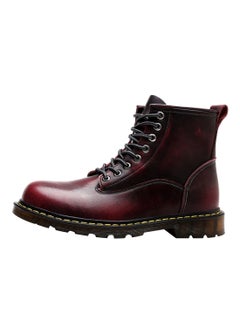 Buy Non-Slip Lace Up Ankle Boots Burgundy in UAE