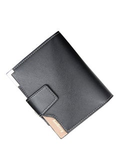 Buy Leather Flap Closure Wallet Black in UAE