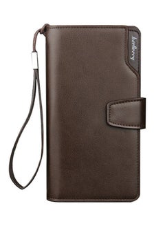 Buy Flap Closure Leather Wallet Brown in Saudi Arabia