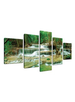 Buy 5-Piece Printed Wall Art With Hidden Frame Green/Brown/White 150x80x2.5centimeter in Saudi Arabia