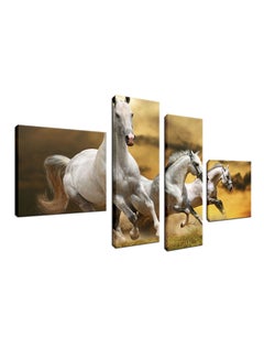 Buy 4-Piece Printed Wall Art With Hidden Frame White/Yellow 100x60x2.5centimeter in Saudi Arabia