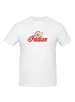 Buy Indian Motorcycles Printed Cotton Short Sleeves T-Shirt White in UAE