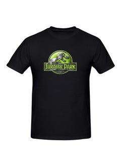 Buy Jurassic Printed Cotton Short Sleeves T-Shirt Black in UAE