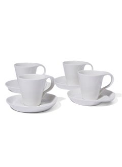 Buy 8-Piece Cappuccino Cup And Saucer Set White 240ml in UAE