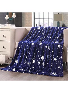 Buy Beautiful Stars Design Soft Fleece Blanket polyester Blue/White 200 x 230cm in Saudi Arabia