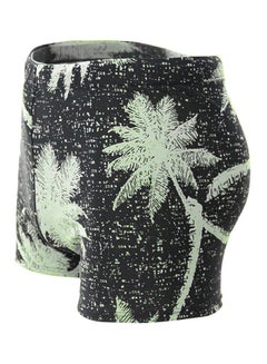 Buy Coconut Tree Pattern Printed Swim Shorts Grey/Black in Saudi Arabia