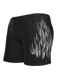 Buy Flames Printed Slim Fit Swim Shorts Grey/Black in Saudi Arabia