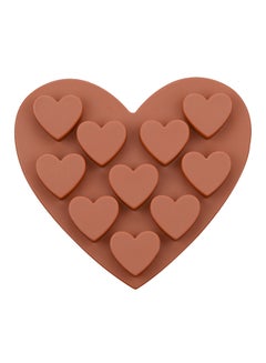 Buy Heart Shaped Silicone Mould Tray Brown 6.8x6.8x1centimeter in UAE