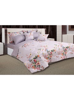Buy 8-Piece Floral Printed Comforter Set Cotton Blend Multicolour in Saudi Arabia