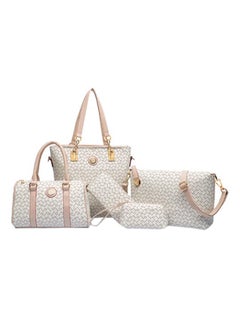 Buy 5-Piece Composite Bag Set White/Beige in Saudi Arabia