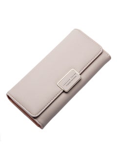 Buy Flap Closure Leather Wallet Beige in Saudi Arabia