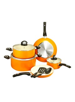 Buy 10-Piece Cookware Set Orange/Clear/Black in UAE