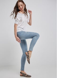 Buy Jewel Embellished Jeans Light Blue in UAE