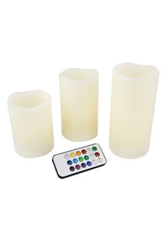 Buy 3-Piece Led Color Changing Candle With Remote Red/Green/Blue in Egypt