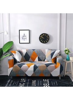 Buy 1-Seater Exquisitely Rhombs Designed Wrinkle-free Anti-slip 360-degree Full Coverage Sofa Slipcover Multicolour 90-140cm in Saudi Arabia