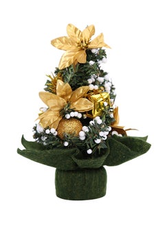 Buy Mini Pine Tree With Ornaments Green/White/Golden 20cm in Saudi Arabia