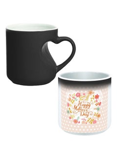 Buy Ceramic Magic Mug With Inner Heart Handle Black/White in Egypt