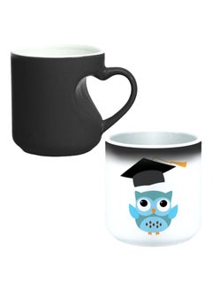 Buy Ceramic Magic Mug With Inner Heart Handle Black/White in Egypt